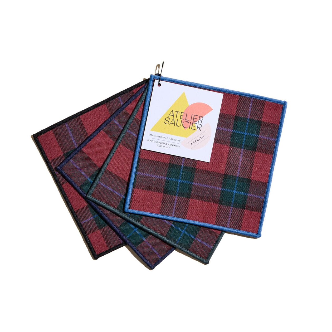 Atelier Saucier Cocktail Napkins — Set of 4 Soft Goods Atelier Saucier Jubilee Plaid 