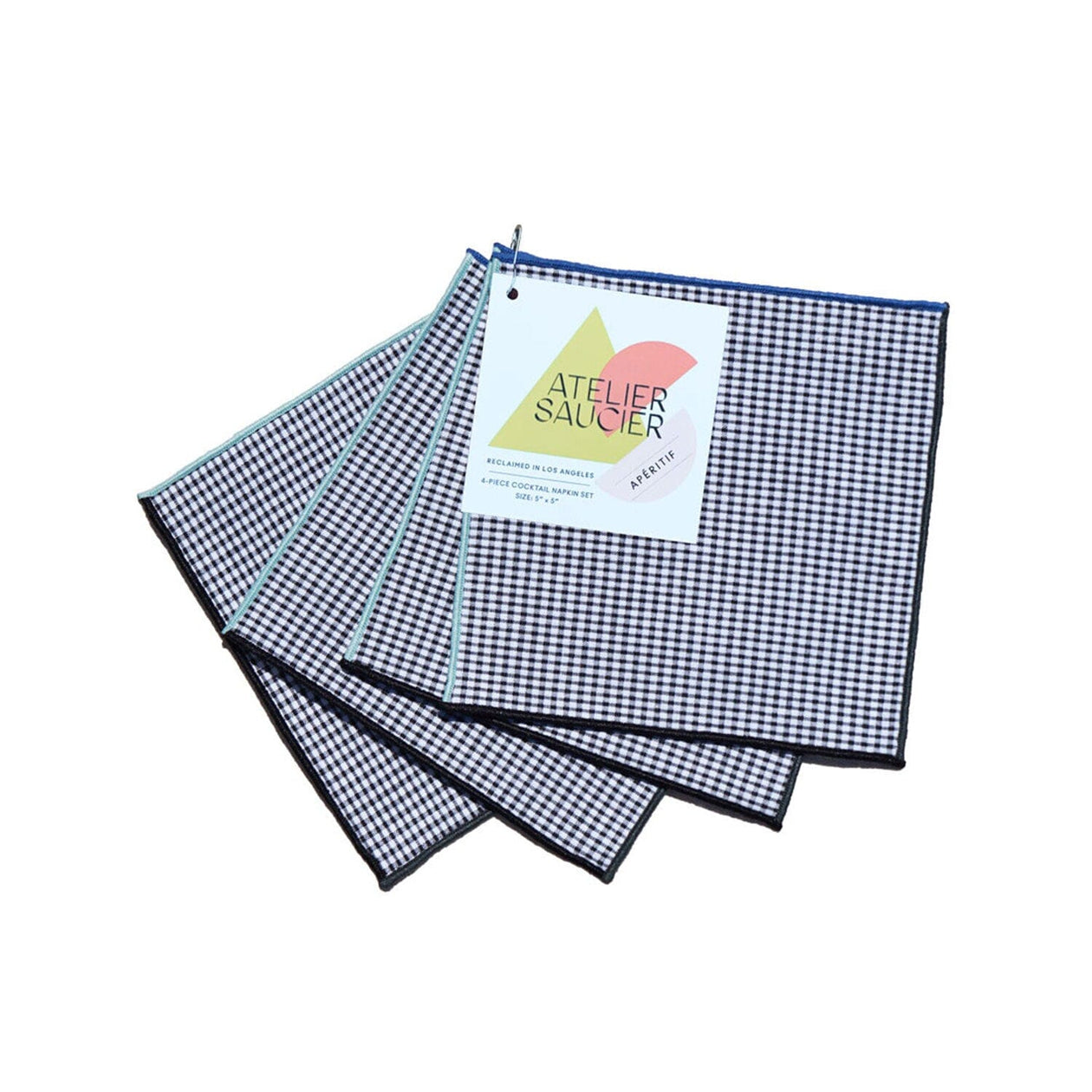 Atelier Saucier Cocktail Napkins — Set of 4 Soft Goods Atelier Saucier Retro Gingham 