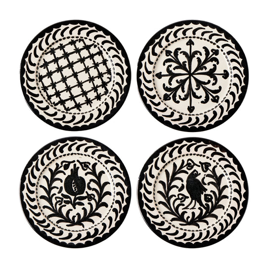 Granada Black Bird Plate – Set of 4 Tabletop From Spain 