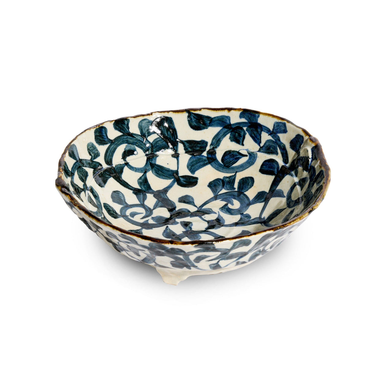 Handcrafted Japanese Vine Footed Bowl Tabletop Jewel Japan 