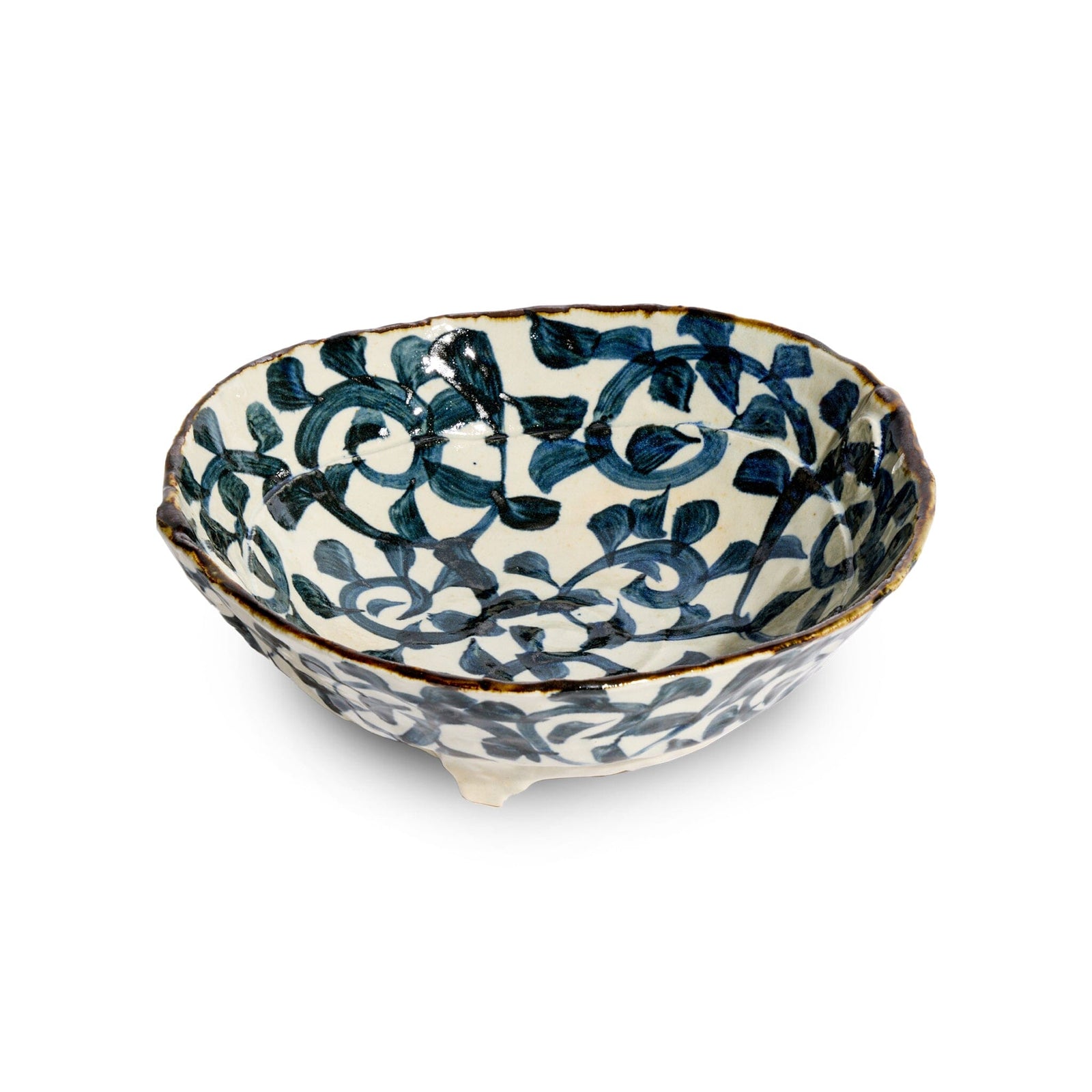 Handcrafted Japanese Vine Footed Bowl Tabletop Jewel Japan 