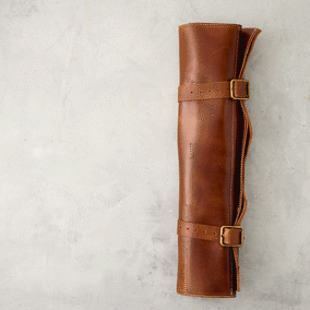 Leather Chef's Knife Roll Bag by Blade Guard