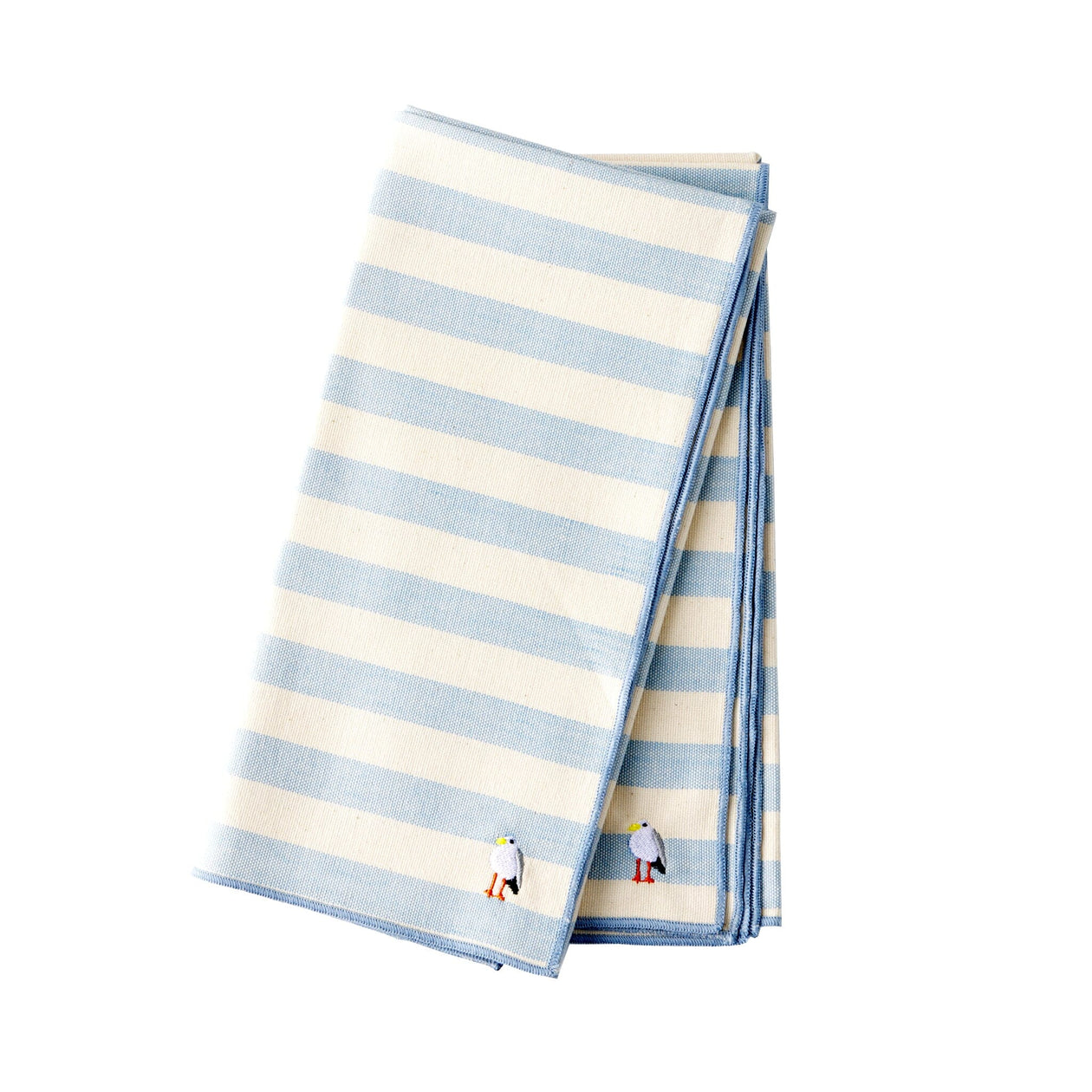 Torres Novas Striped Dinner Napkins — Set of 2 Soft Goods Torres Novas Blue with Seagull 
