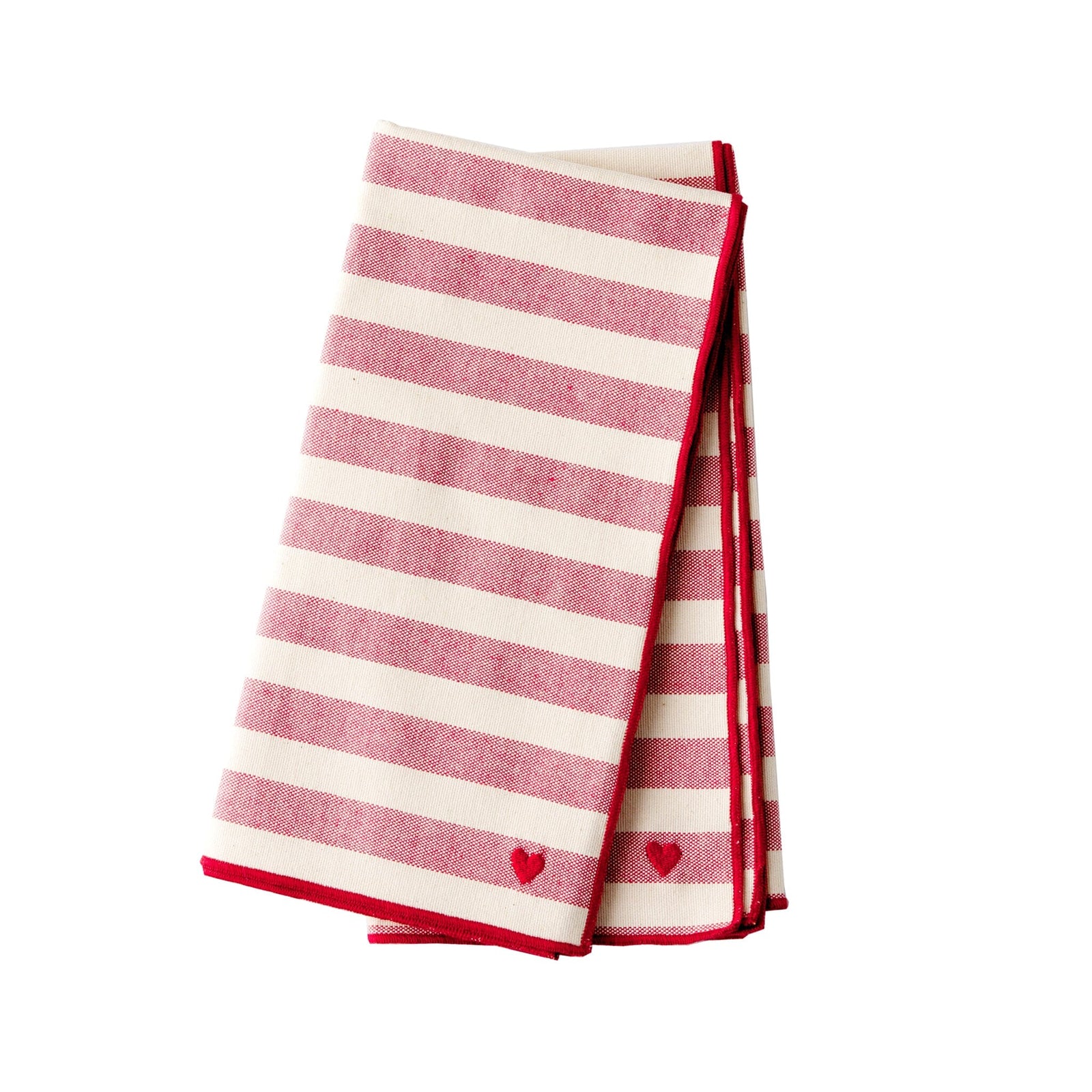 Torres Novas Striped Dinner Napkins — Set of 2 Soft Goods Torres Novas Red with Heart 